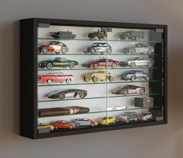 Produktbild VCM Holz Glas Hängevitrine Wandvitrine Sammel Deko Sammler Vitrine Mandosa XL (60 x 10 x 40 cm)