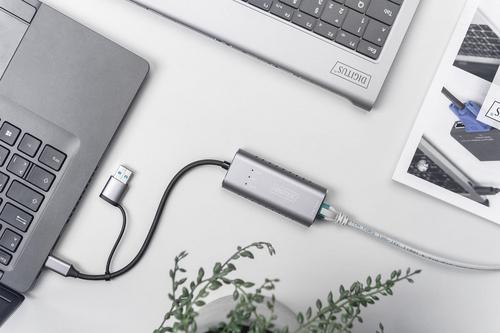 Actual product image Assmann Digitus USB Type-C™ Gigabit Ethernet Adapter 2.5G, USB-C™ + USB A (USB3.1/3.0), USB-C USB 3.1, RJ-45
