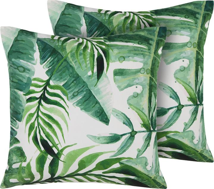 Produktbild Beliani Gartenkissen grün mit Blättermotiv 45 x 45 cm 2er Set PAVELLI (45 x 45 cm)
