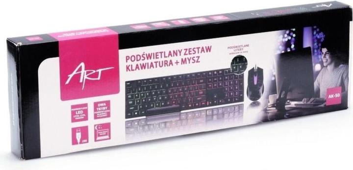 Immagine prodotto Art KLART AK-50 Tastiera e mouse retroilluminati a filo AK-50 (Ing. Int., Cablato)