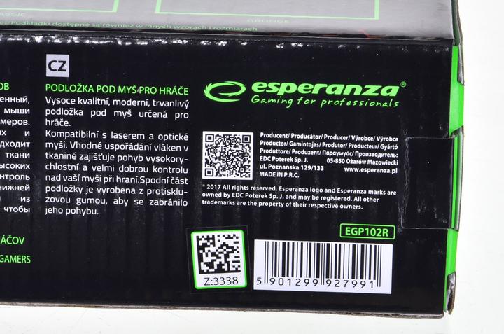 Immagine prodotto Esperanza EGP102R Mouse Pad da gioco