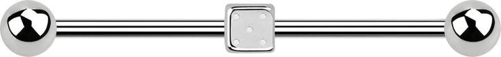Star Piercing Barbell silber Würfel mit zwei Kugeln (ohne Messing, Chirurgenstahl 316L)