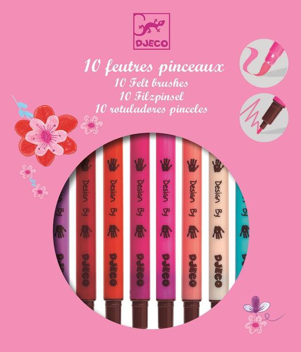 Immagine prodotto Djeco 10 pennelli di feltro-ragazza 19 x 16,5 x 1,5 cm (Rosa, 10 x)