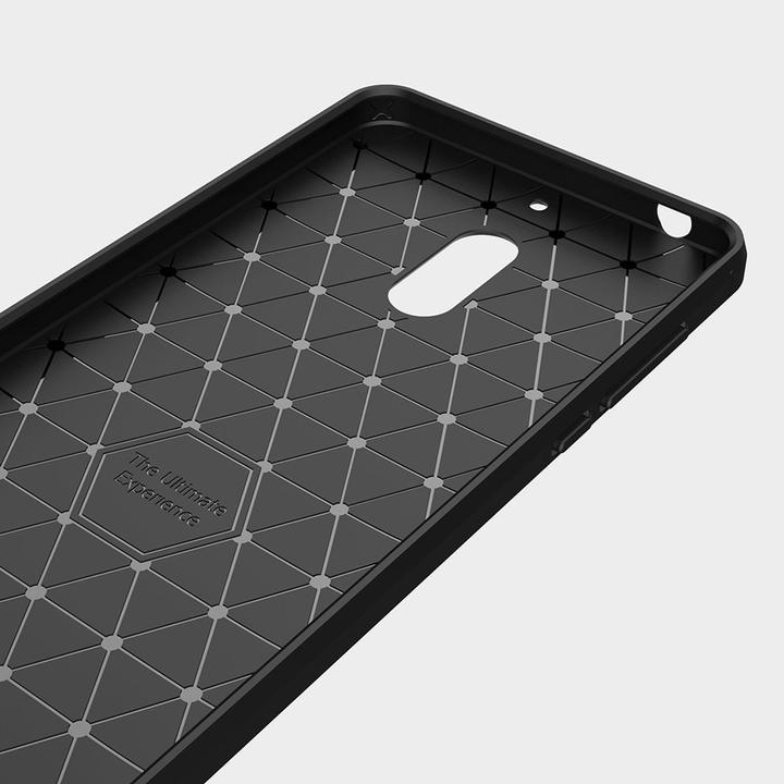 Actual product image König Design Nokia 6 TPU Mobile Case Carbon Fiber Optic Brushed Protective Cover Frame Black (Nokia 6)