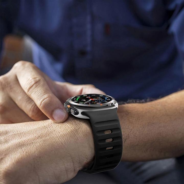 Actual product image Tech-Protect Silicone Line Strap for Samsung Galaxy Watch Ultra (47mm) - Orange (TPU)