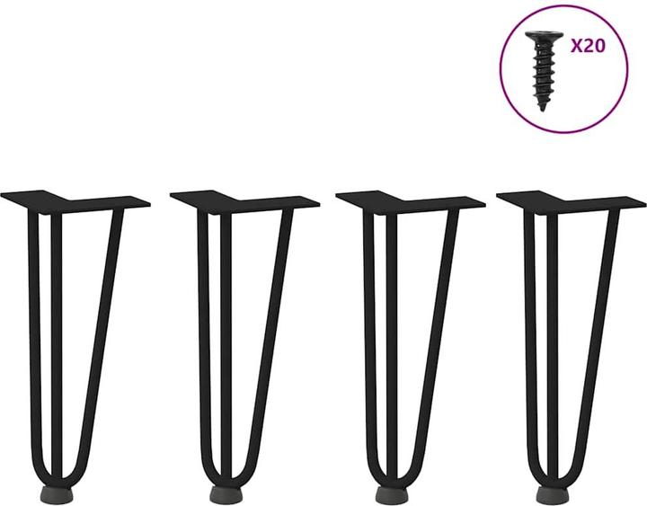 Actual product image VidaXL Hairpin legs 4 pcs. black 30 cm solid steel Hairpin table leg