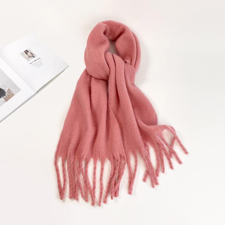 Only-Bags.Store Solide Farbe Plüsch Warm Chunky Schal Lange Einfache Grosse Verdickte Quaste Schal Winter Outdoor