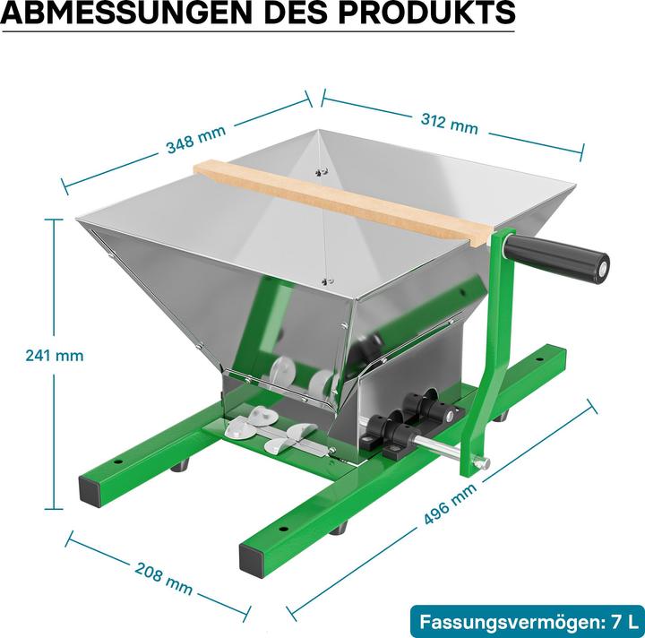 Immagine prodotto Wiltec Pressoir a frutta 6l Sac pressoir incluso e Broyeur a frutta 7l per la preparazione del caffè. (Spina UE)