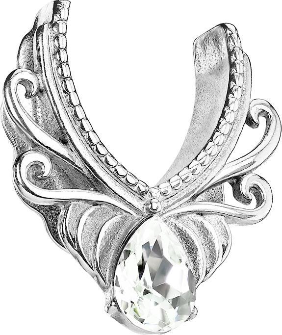 Star Piercing Sattel silber filigrane Blumen und Tropfen Kristall (Chirurgenstahl 316L)