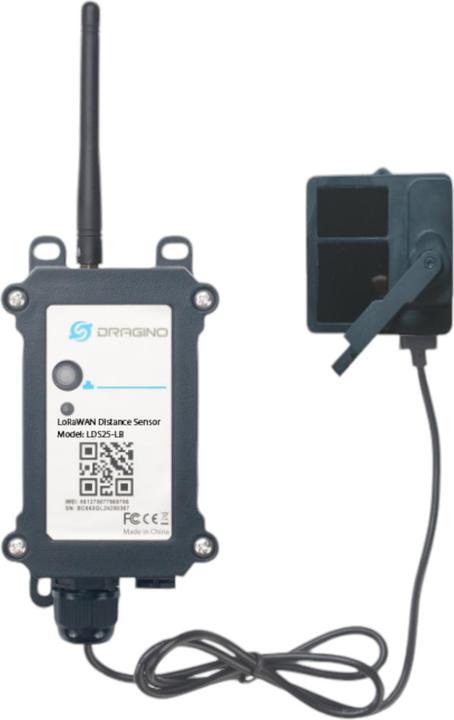 Actual product image Dragino LDS25-LB LoRaWAN LiDAR ToF distance sensor 0.1-25m 868MHz with auto-clean sensor