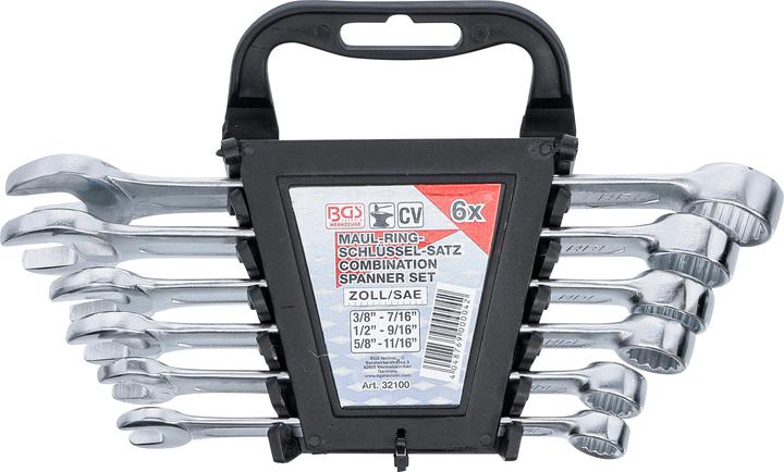 Produktbild BGS Maul-Ringschlüssel-Satz | Zollgrössen | SW 3/8" - 11/16" | 6-tlg.