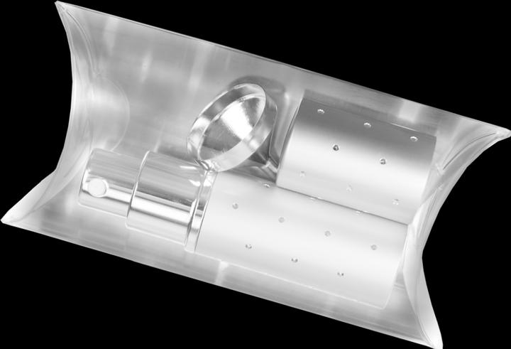 Immagine prodotto Nebulizzatore tascabile argento per 10 ml + imbuto argento in confezione regalo (Eau de toilette)