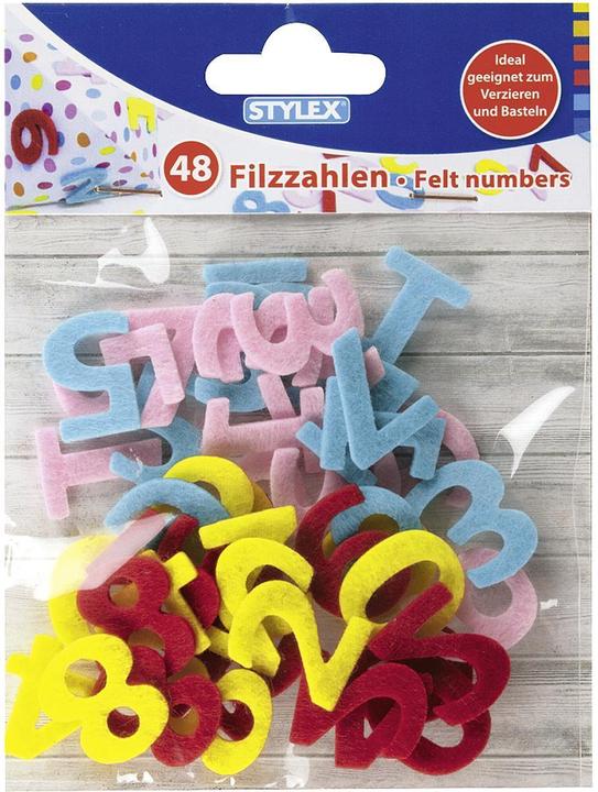 Stylex Felt numbers 0-9 coloured assorted 48pcs