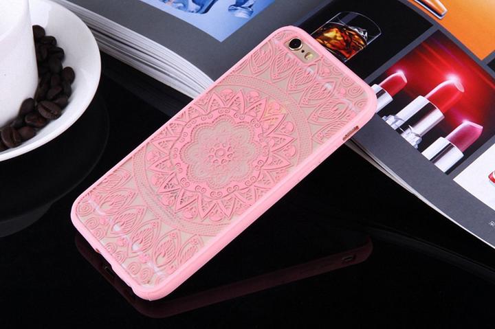 Produktbild König Design Apple iPhone 7 Plus Handy Hülle Mandala Case Schutzhülle Motiv Kreis Rosa Neu (Apple iPhone 7 Plus)