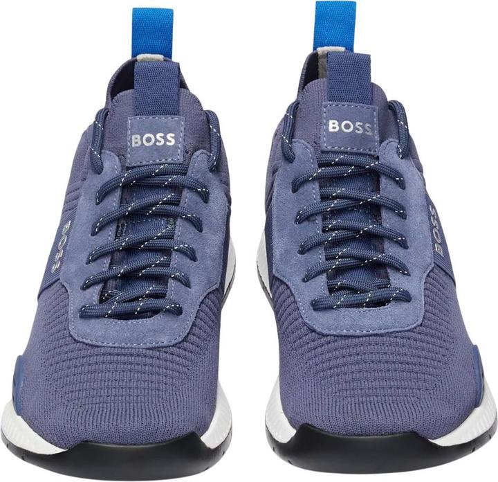 Actual product image BOSS Mens Titanium Suede Panel Running Trainers (39.5)