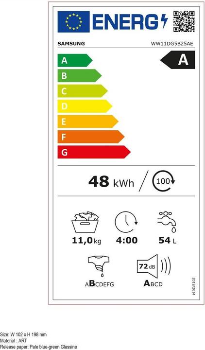 Energie-Label Samsung WW5000 (11 kg, Links)