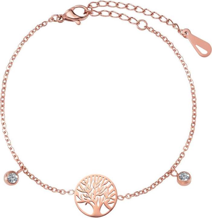 Bijouteria Armband (21 cm, Edelstahl, Zirkonia, PVD Beschichtung (goldfarbig))
