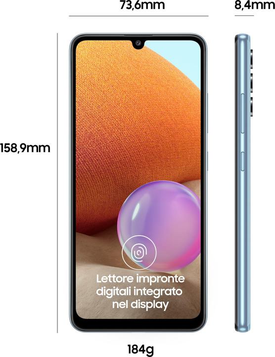 Image du produit Samsung Galaxy A32 UE (128 Go, Bleu génial, 6.40", Double SIM, 64.14 Mpx, 4G)