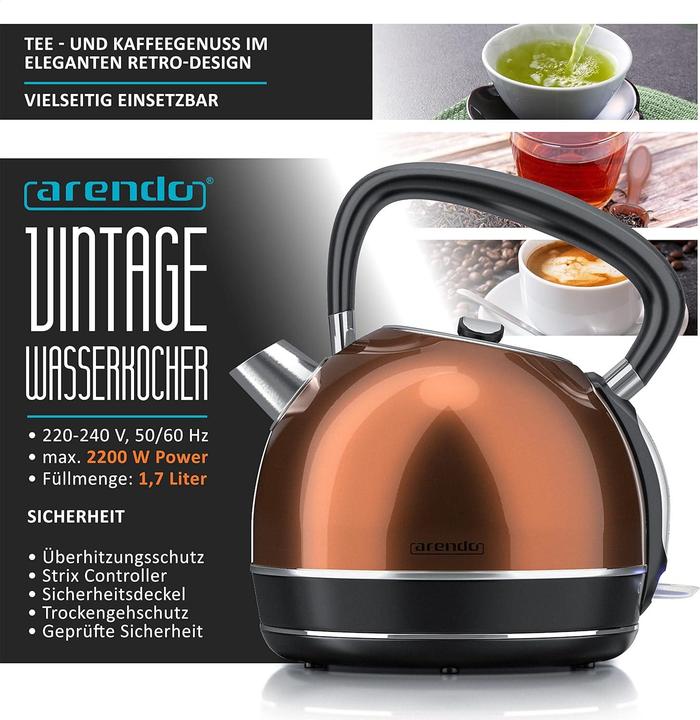 Actual product image Arendo A: Copper, 1.7 litres (1.70 l, EU plug)