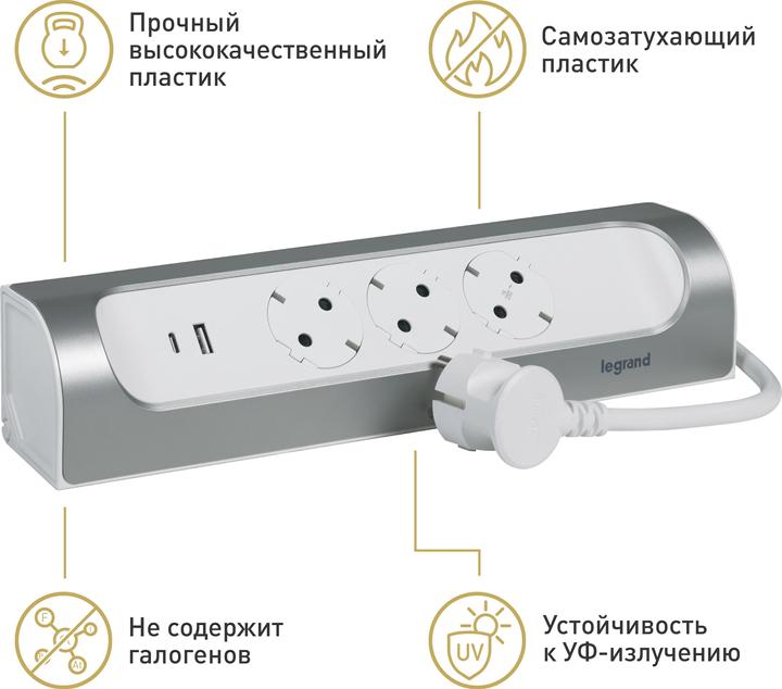 Actual product image Legrand 694502 (3 x, CEE 7/5, 1 m)