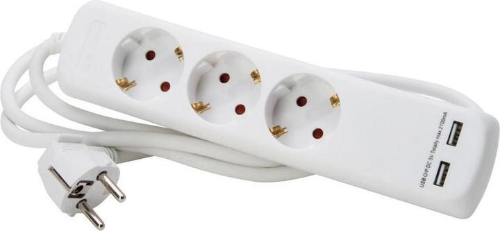 Produktbild Kopp 3-fach Steckdosenleiste mit 2x USB Port zum schnellen Laden von USB-Geräte (3 x, USB-A, 1.40 m)