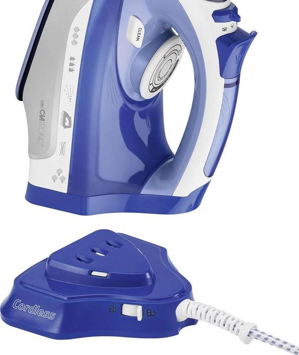 Produktbild Clatronic DB 3706 cordless Dampfbügeleisen Keramiksohle weiss-blau (2400 W)