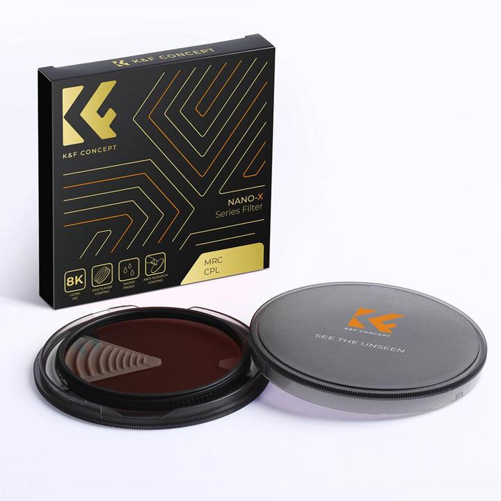 Produktbild K&F Concept 52MM CPL Filter Super Slim Circular Polarizing Filter with 28 Layer Green Coated, HD, Waterproof, An (52 mm, Polarisationsfilter)