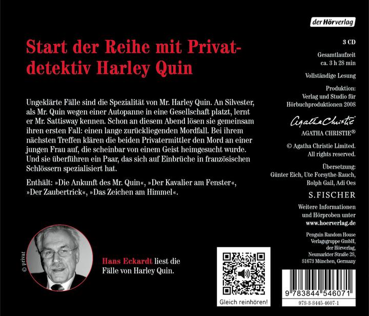 Produktbild Der seltsame Mister Quin 1 (Agatha Christie, Günter Eichel, Ute Forsythe-Jauch, Adi Oes, Rolf Gail, Deutsch)