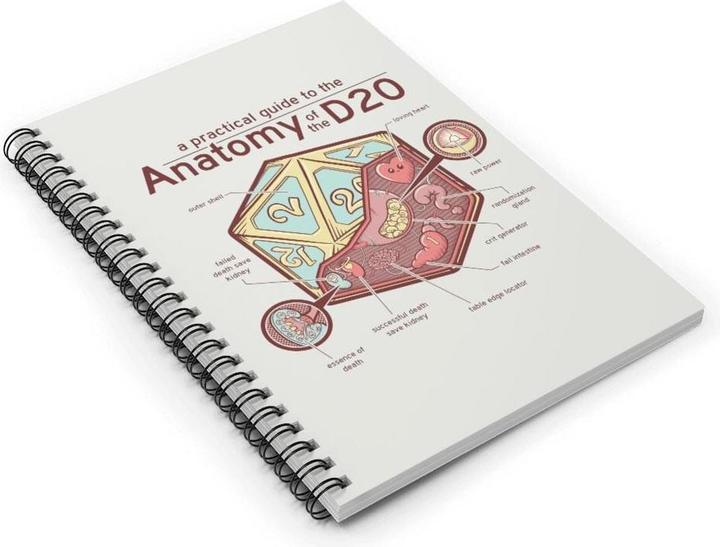 Actual product image Glass Staff Notizbuch Anatomy of the d20 Weiss/Rot (Lined, Hardcover)