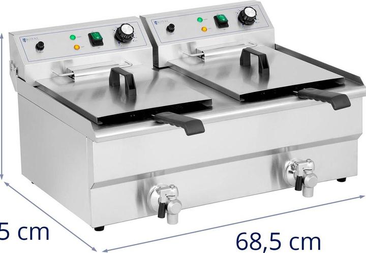Produktbild Royal Catering Friteuse Edelstahl Doppel Fritteuse Fritöse Elektro 2 X 16 L Gastronomie 6000 W