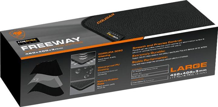 Actual product image Cougar 3PFRWLXBRB3.0001, Black, Monochromatic, Cloth, Rubber, Anti-Slip Base, Gaming Mouse Pad (L)