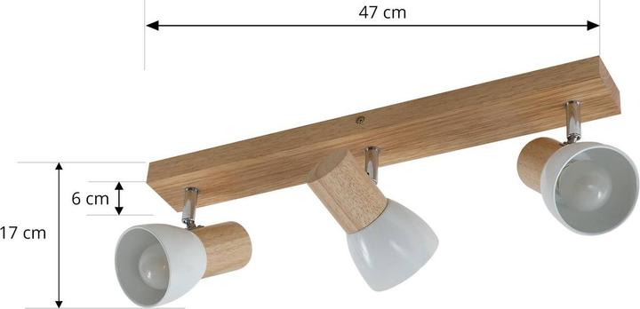 Actual product image Lindby Wooden Ceiling Lamp Thorin, Three Flames (E14)