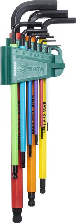 MGA SATA 9 piece hexagon spanner with ball point - ST09101CHBSJ