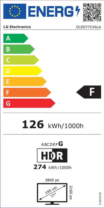 Energie-Label LG OLED77C41LA (77", C4, OLED, 4K, 2024)