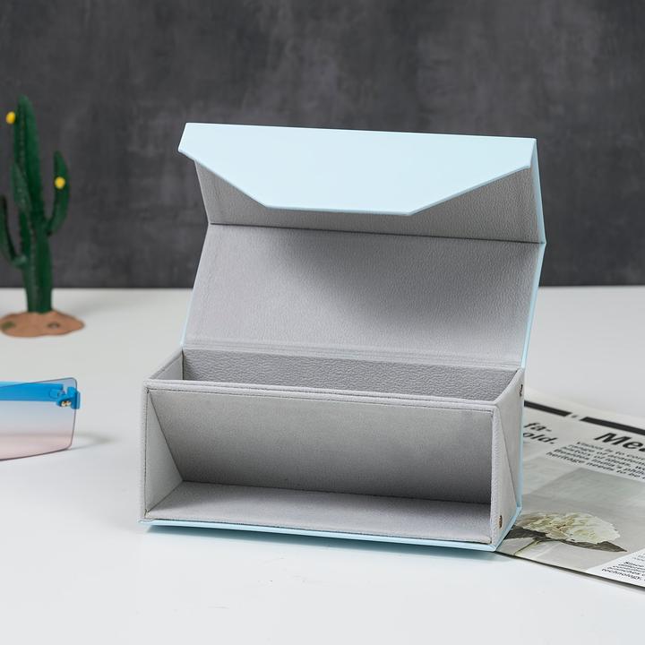 Only-Bags.Store Aufbewahrungsbox aus PU-Leder mit Samtfutter | Mehrfarbiger 2-Fächer-Organizer für Brillen, Schmuck