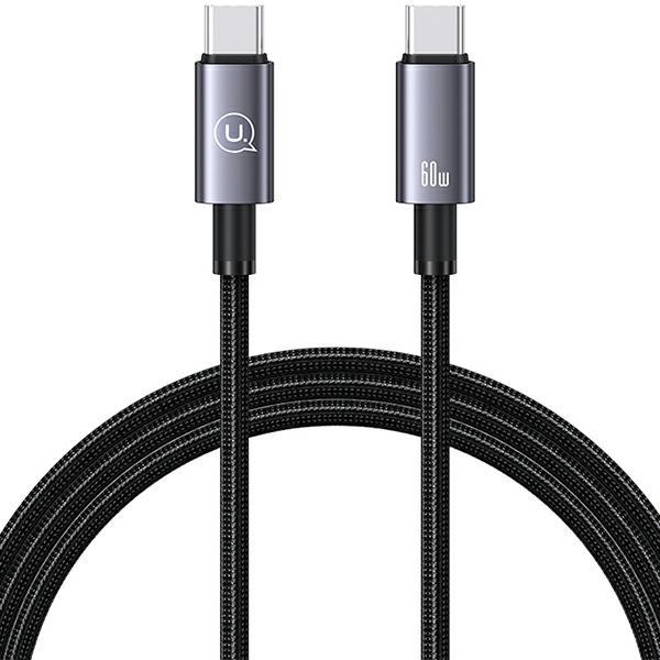 Actual product image Usams Cable USB-C na USB-C 60W 1,2m Fast Charging stalowy/tarnish SJ661USB01 (US-SJ661) (1.20 m, USB 3.2 Gen 1, 60 W)