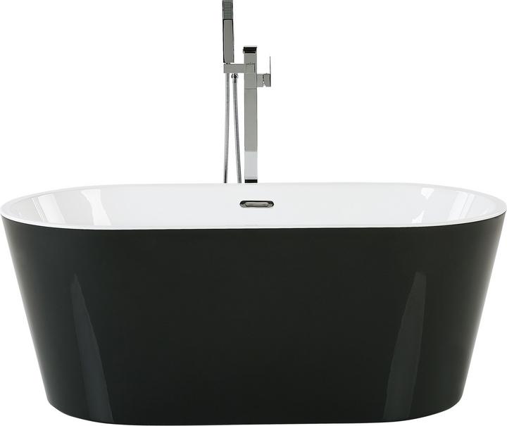 Produktbild Beliani Badewanne freistehend schwarz-weiss oval 160 x 80 cm HAVANA (230 l, 80 cm, 160 cm)
