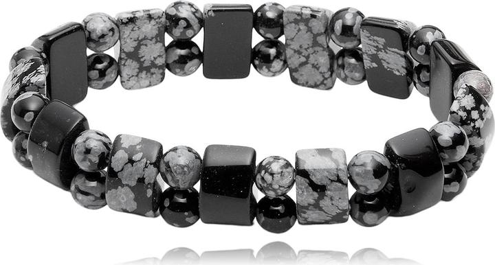 Actual product image Leyda Snowflake Obsidean Bracelet (18 cm, Coloured stone)