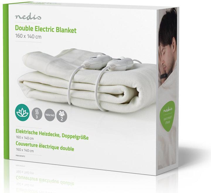 Image du produit Nedis Couverture électrique - Couverture en polyester - Taille double - 140 x 160 cm - 3 niveaux de (160 x 140 cm)