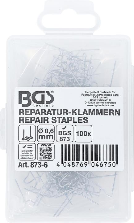 Produktbild BGS Reparatur-Klammern | W-Form | Ø 0,6 mm | 100-tlg.