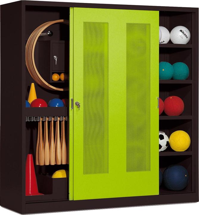 Actual product image C+P Sports equipment locker (HxWxD: 195x190x60 cm, with perforated sliding doors, type 5)