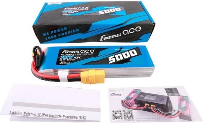 Produktbild Gens Ace G-Tech 5000mAh 11.1V 45C 3S1P lipo battery with XT90 Plug (11.10 V, 5000 mAh)