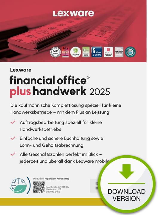 Label énergétique Lexware financial office plus handwerk 2025 Download Jahresversion (365-Tage) (1 Utilisateur, 12 mois)