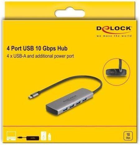 Immagine prodotto Delock Hub USB 10 Gbps a 4 porte USB Type-A con connettore USB Type-C (USB-C, 4 Porti)
