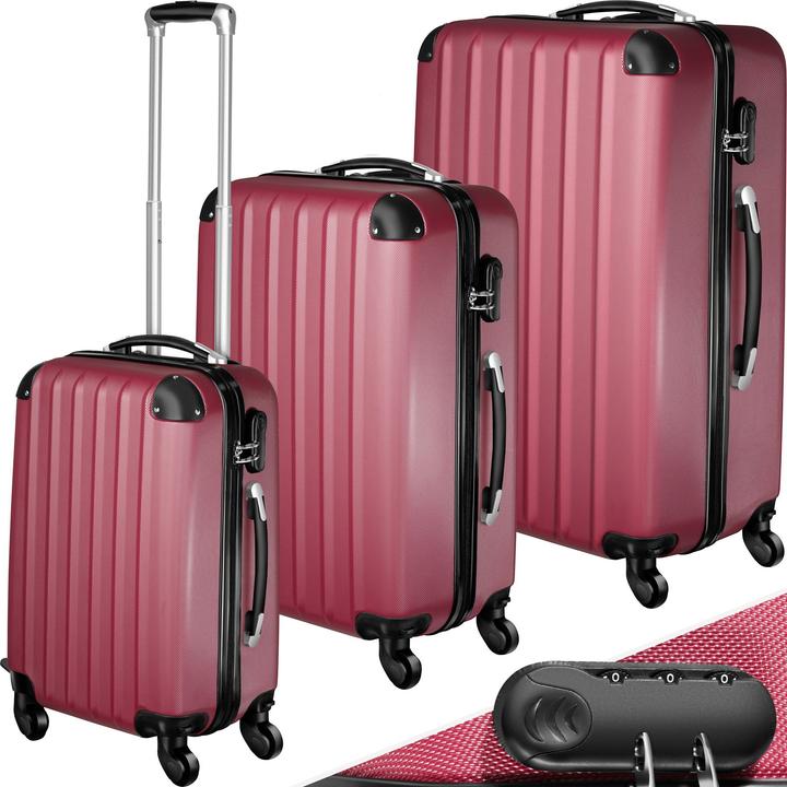 tectake Hartschalenkofferset (95 l, M (50 - 90l), L (90 - 115l))
