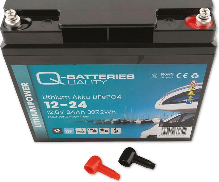 Actual product image Q-Batteries Lithium battery 12-24 12.8V 24Ah 307.2Wh, LiFePO4 battery (12.80 V, 24 Ah)