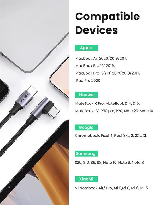 Immagine prodotto Ugreen USB C – USB C (1 m, USB 2.0, 100 W)
