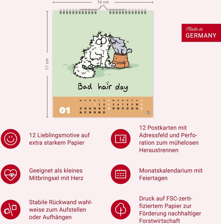 Produktbild Simons Katze Postkartenkalender 2026 (16 x 17 cm, Harter Einband, Deutsch)