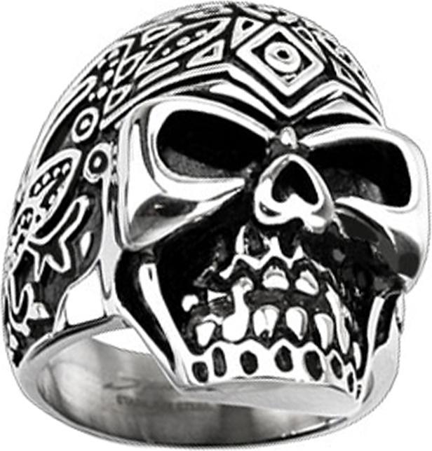 Star Piercing Ring silber Zuckerschädel verziert (Chirurgenstahl 316L, ohne Messing)