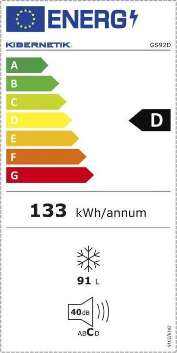 Energy Label Kibernetik Gefrierschrank GS92 Rechts/Wechselbar (Stand-alone, 91 l)